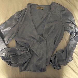 Urban Outfitters Blue Silk Blouse Top